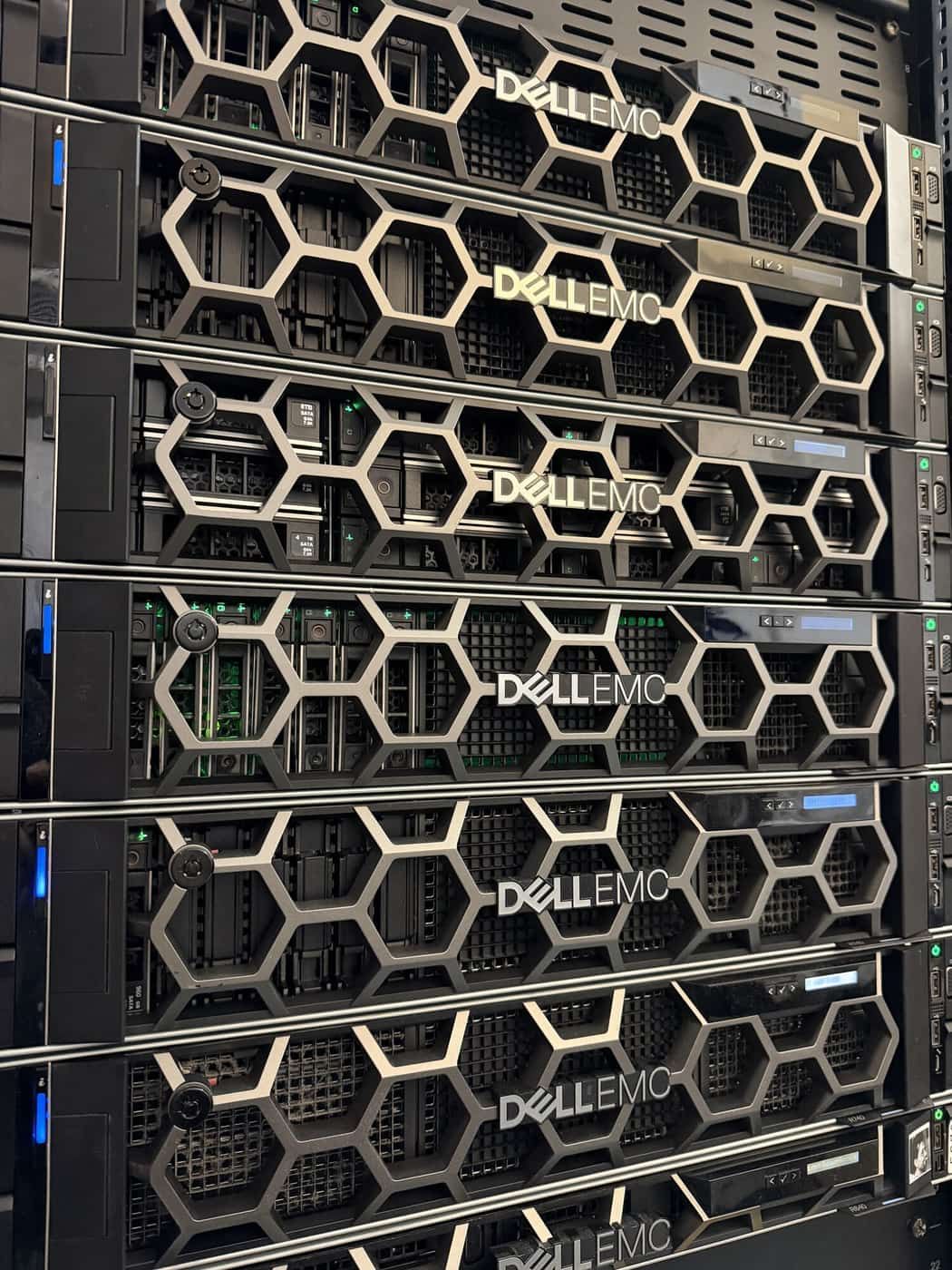 A column of Dell PowerEdge servers
